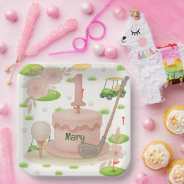 Plato De Papel Golf 1 cumpleaños golfista de un año