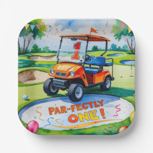 Plato De Papel Golf 1 cumpleaños para bebé golfista