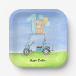 Plato De Papel Golf 1 cumpleaños para bebé golfista