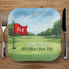 Plato De Papel Golf 1er Cumpleaños Fiesta Agujero En Uno