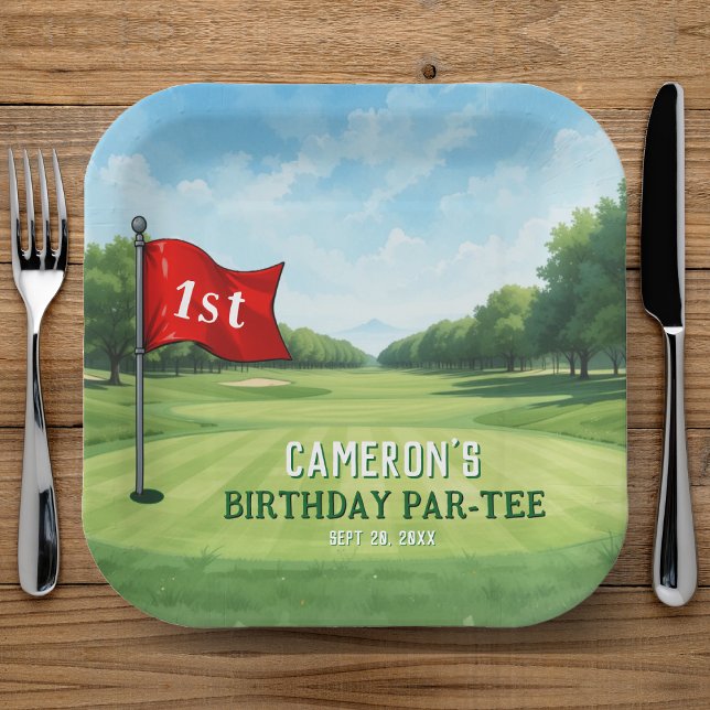 Plato De Papel Golf 1er Cumpleaños Fiesta Agujero En Uno (Golf 1st Birthday Party Hole In One Paper Plates
)