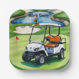 Plato De Papel Golf 1er cumpleaños para bebé golfista en verde
