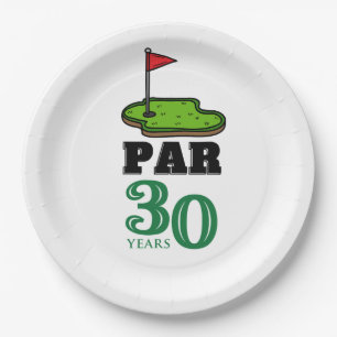 Plato De Papel Golf 30 cumpleaños Par tee treinta fiestas