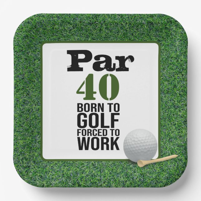 Plato De Papel Golf 40 cumpleaños de la fuerza de golf para traba (Anverso)