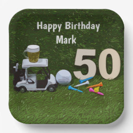 Plato De Papel Golf 50 cumpleaños al golfista