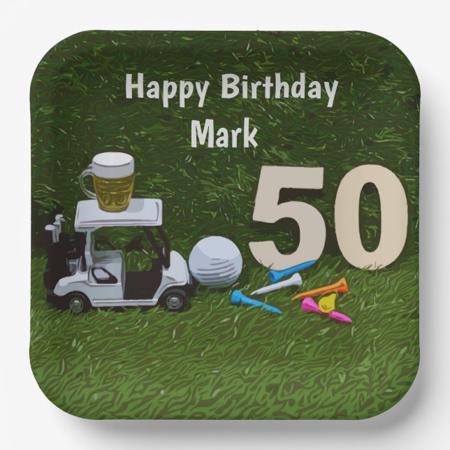 Plato De Papel Golf 50 cumpleaños al golfista (Anverso)