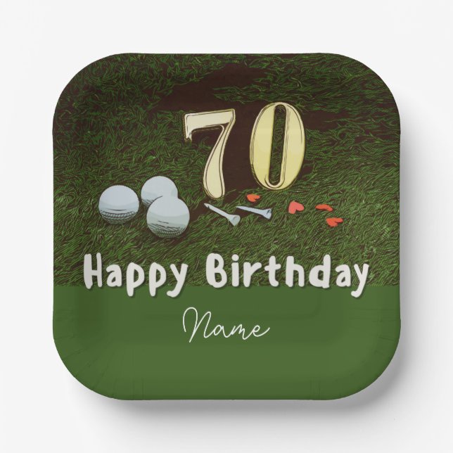 Plato De Papel Golf 70 cumpleaños de golf Par Tee Plates (Anverso)