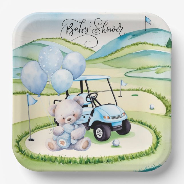 Plato De Papel Golf Baby Boy Blue Thamed (Anverso)