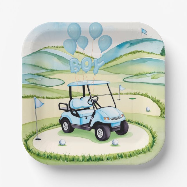 Plato De Papel Golf Baby Boy Blue Thamed (Anverso)