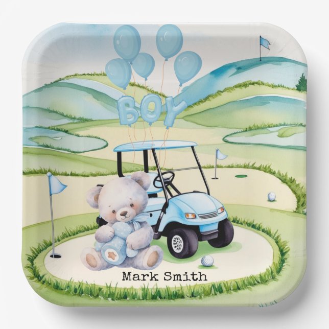 Plato De Papel Golf Baby Boy Blue Thamed (Anverso)