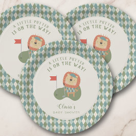 Plato De Papel Golf Baby Shower A Little Putter Preppy Argyle