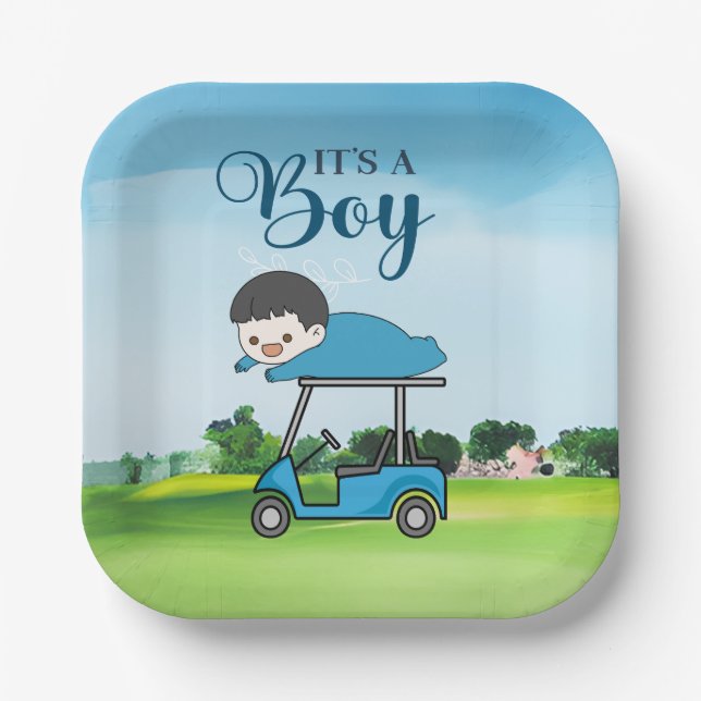 Plato De Papel Golf Baby Shower para niños (Anverso)