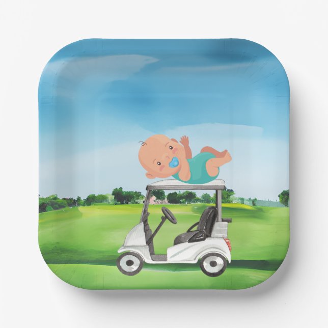 Plato De Papel Golf Baby Shower para niños (Anverso)