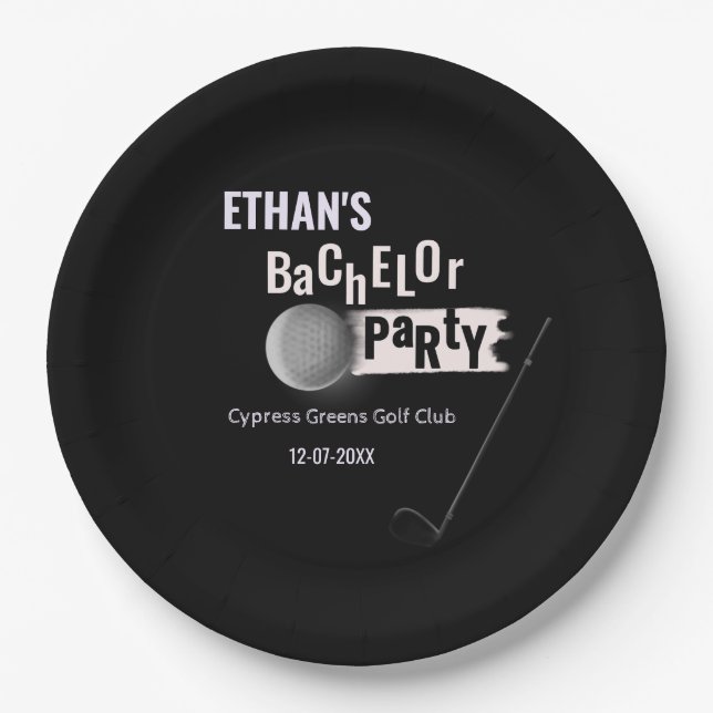 Plato De Papel Golf Bacheler Party - Golfing trip Classic Golfer (Anverso)