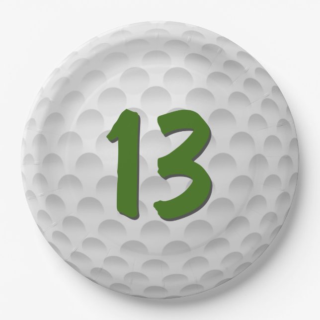 Plato De Papel Golf Ball 13° cumpleaños (Anverso)