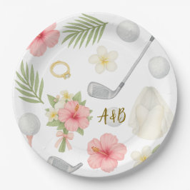 Plato De Papel Golf Boda de temática hawaiana para golfista