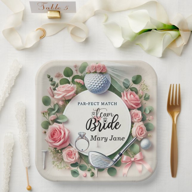 Plato De Papel Golf Bridal Shower temática con bola de golf (Boda)