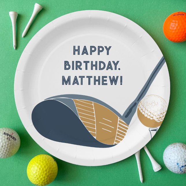 Plato De Papel Golf Club and Ball Personalized Golfers Birthday (Subido por el creador)