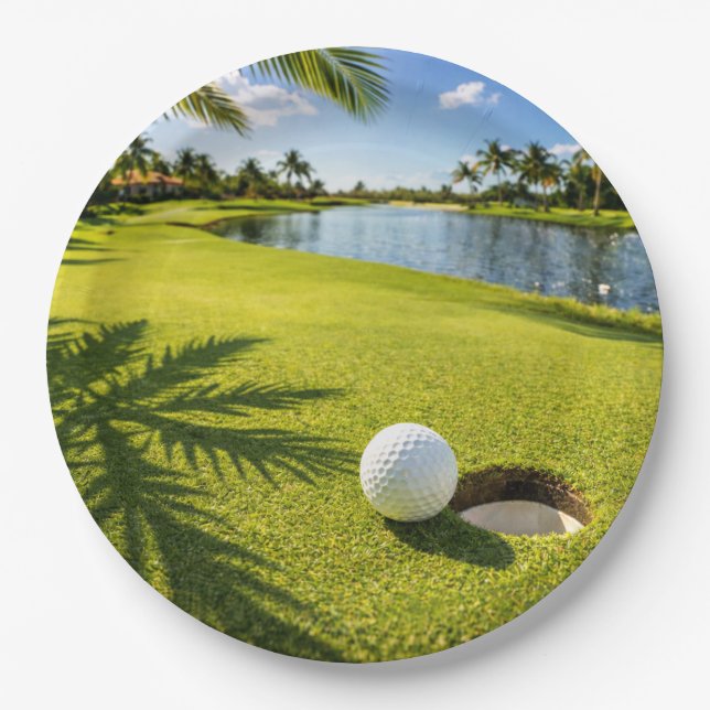 Plato De Papel Golf con tema Florida  (Anverso)