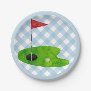 Plato De Papel Golf Course Plaid Blue White Preppy Country Club