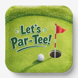 Plato De Papel Golf Fiesta de Putting Green ¡Vamos a Par-Tee!