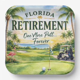 Plato De Papel Golf Florida con tema de flamenco