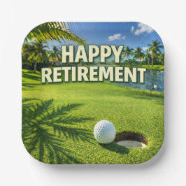 Plato De Papel Golf Florida tema Feliz Jubilación