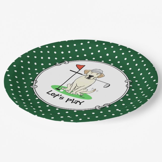 Plato De Papel Golf golf Amarillo Laboratorio Labrador Perro recu (Angular)