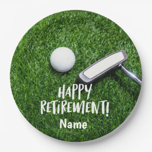 Plato De Papel Golf Happy Retirement Hello Pension para golfistas