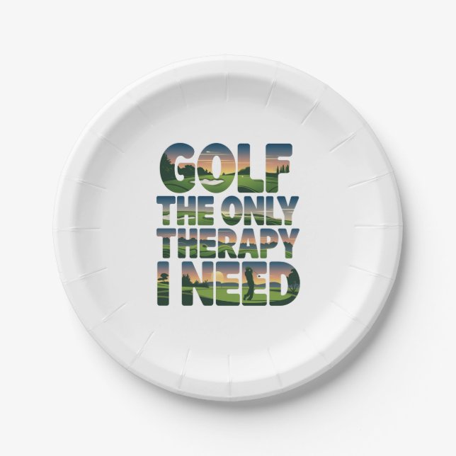 Plato De Papel Golf la única terapia, moderna (Anverso)