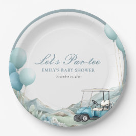 Plato De Papel Golf Let's Par-tee Blue Baby Shower