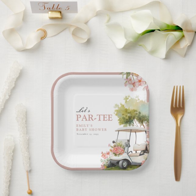 Plato De Papel Golf Let's Par-tee Girl Baby Shower (Boda)