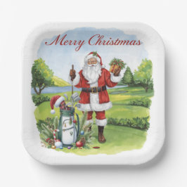Plato De Papel Golf Let's Par tee Navidades tema para golfista