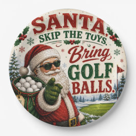Plato De Papel Golf Navidad jugando al golf Santa Golfista en la 