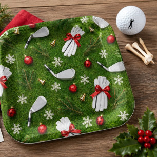 Plato De Papel Golf navideño en putting green