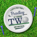 Plato De Papel Golf PAR-TEE 2º cumpleaños<br><div class="desc">Celebre con estilo con estos modernos platos de papel de 2º cumpleaños. El diseño es fácil de personalizar con tu propia redacción y tu familia y amigos estarán encantados cuando vean estos fabulosos platos fiestas.</div>