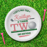 Plato De Papel Golf PAR-TEE 2º cumpleaños<br><div class="desc">Celebre con estilo con estos modernos platos de papel de 2º cumpleaños. El diseño es fácil de personalizar con tu propia redacción y tu familia y amigos estarán encantados cuando vean estos fabulosos platos fiestas.</div>