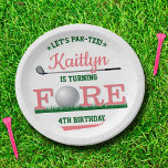 Plato De Papel Golf PAR-TEE 4º cumpleaños<br><div class="desc">Celebre con estilo con estos modernos platos de papel de cumpleaños. El diseño es fácil de personalizar con tu propia redacción y tu familia y amigos estarán encantados cuando vean estos fabulosos platos fiestas.</div>