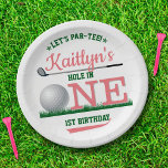 Plato De Papel Golf PAR-TEE Primer cumpleaños<br><div class="desc">Celebre con estilo con estos modernos platos de papel para el primer cumpleaños. El diseño es fácil de personalizar con tu propia redacción y tu familia y amigos estarán encantados cuando vean estos fabulosos platos fiestas.</div>
