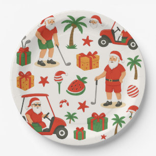Plato De Papel Golf Santa Claus: golf para Navidades