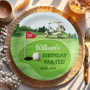 Plato De Papel Golf Verde 1er cumpleaños Par-tee