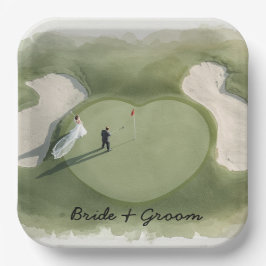 Plato De Papel Golf wedding bride groom golf ball tee with love