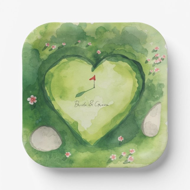 Plato De Papel Golf wedding heart shaped golf course (Anverso)