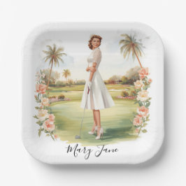 Plato De Papel Golf Woman golfer on golf course Bridal 