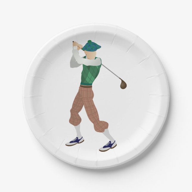 Plato De Papel Golfer bien vestido (Anverso)