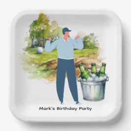 Plato De Papel Golfer Par Tee por Fiesta