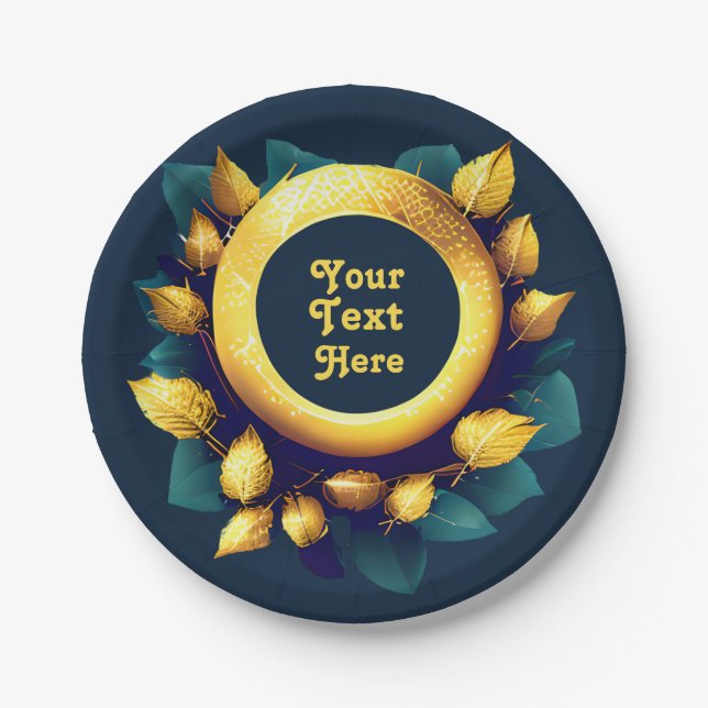 Plato De Papel Golfers Green and Gold Wreath (Anverso)