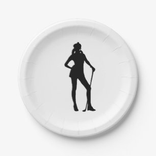 Plato De Papel Golfista Femenina Deporte