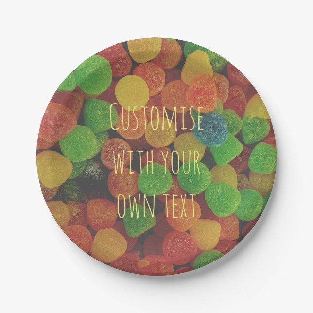 Plato De Papel Gominolas de colores personalizadas (Anverso)