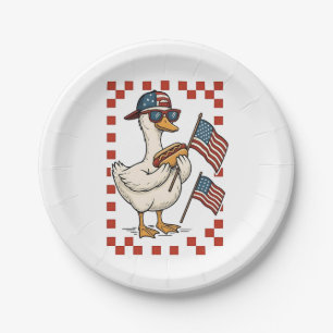 Plato De Papel Goose American Flag Memorial Day 4 de julio